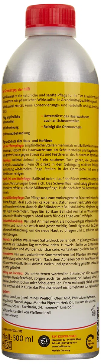Jehn, Olio per la Cura degli Animali, Unisex, Trasparente, 500 ml