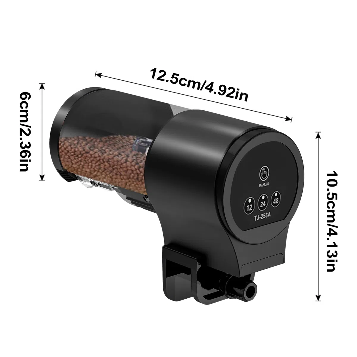 Distributore automatico di alimenti per pesci, distributore automatico di mangimi per pesci | Dispenser per alimenti domestici 100 ml con timer 12H 24H 48H per Guppy, Koi, Ciclidi, Tartaruga, B