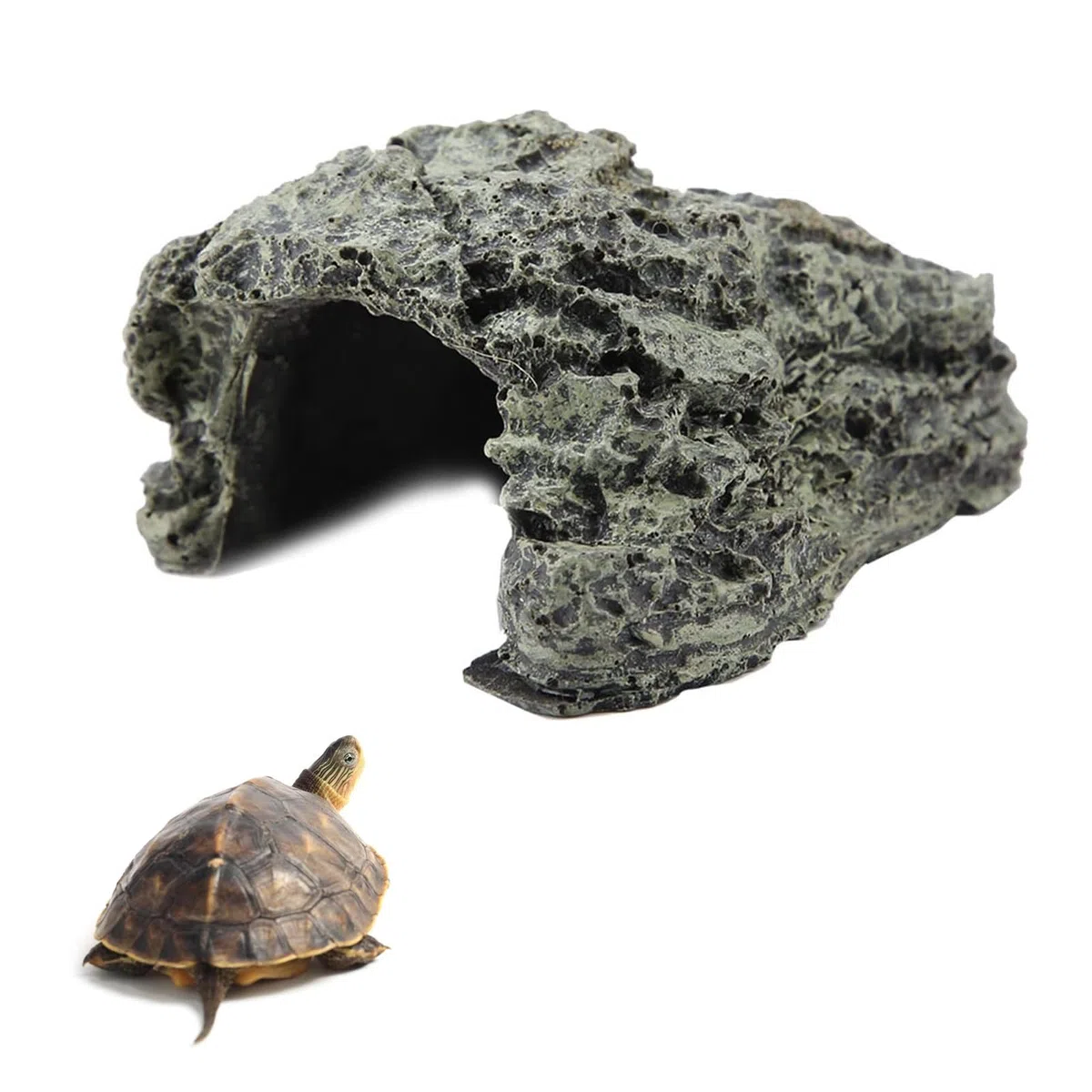 Reptology Shale Ledge Cave Hideout Rock den per Tartarughe, Anfibi Pesci Grotta in Resina Decorativa per Acquari Terrari(B-025A)