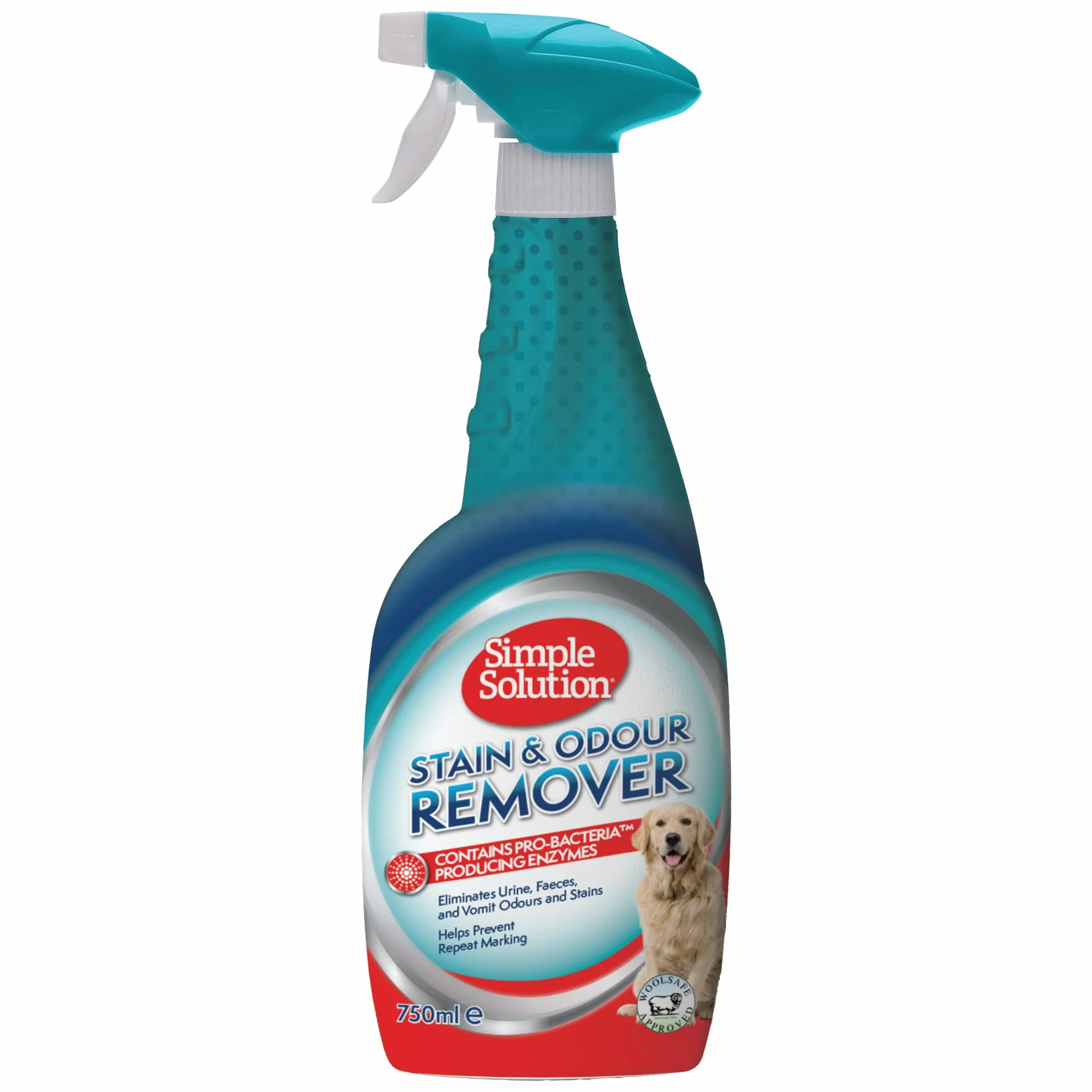 Simple Solution Smacchiatore per cani e odori - Detergente enzimatico con potere pulente dei pro-batteri - 750ml