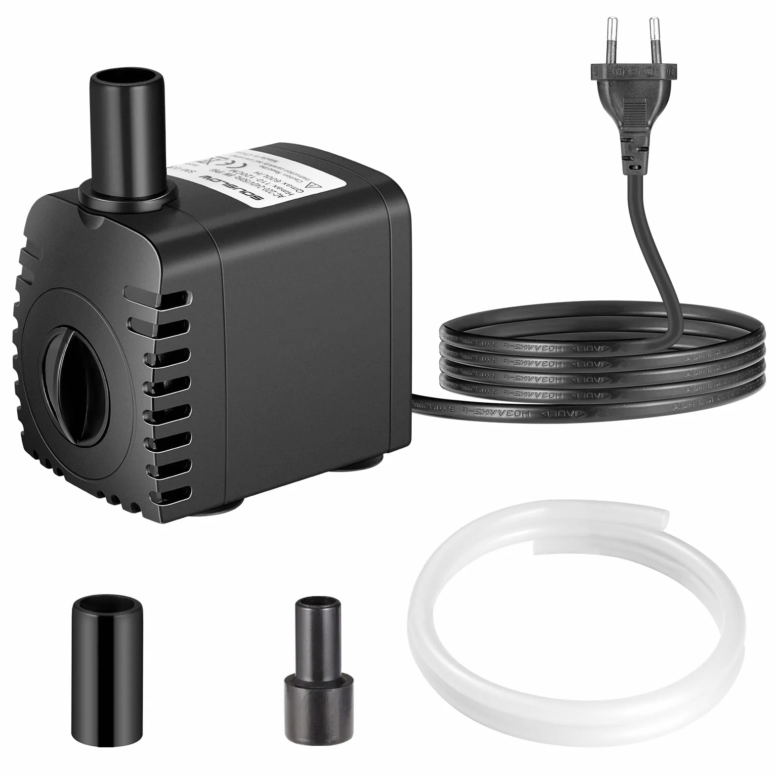 8 W Pompa dell'acqua sommergibile 600 L/H AC220-240 V con 2 ugelli per acquario acquario laghetto fontane giardino sistema
