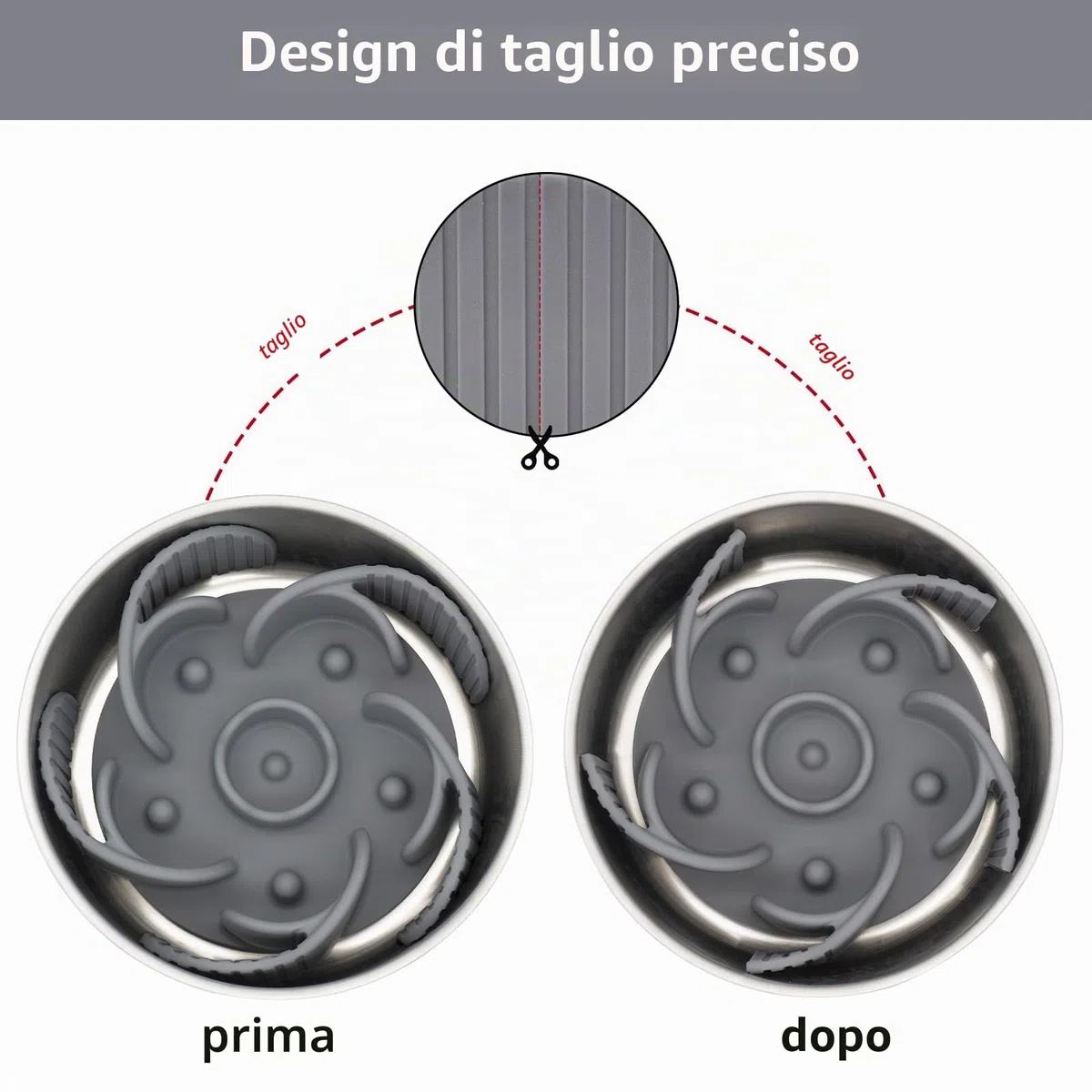 MateeyLife Ciotola Anti Ingozzamento, Ciotola Anti Ingozzamento Gatto in Silicone per Gatti con Ventose, Dog Slow Feeder per Cani di Taglia Media e Grande Facile da Usare, Grigio