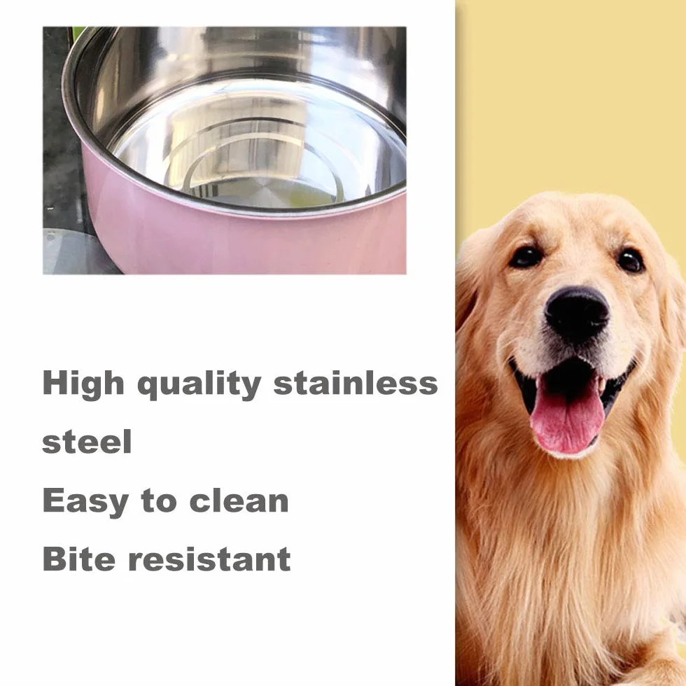 Ciotola d'acqua per gabbie e gabbie per cani, 2 in 1, ciotola da appendere per animali domestici, in acciaio inox, ciotola per cani di medie dimensioni (blu, 1,7 l/1 pezzo)