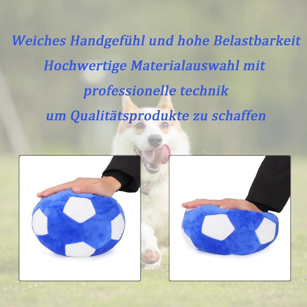 Giocattoli interattivi per cani, calcio, peluche squittio, palla per cani, giocattolo per cani di taglia media e grande, giocattolo da 7,1 in 18 cm