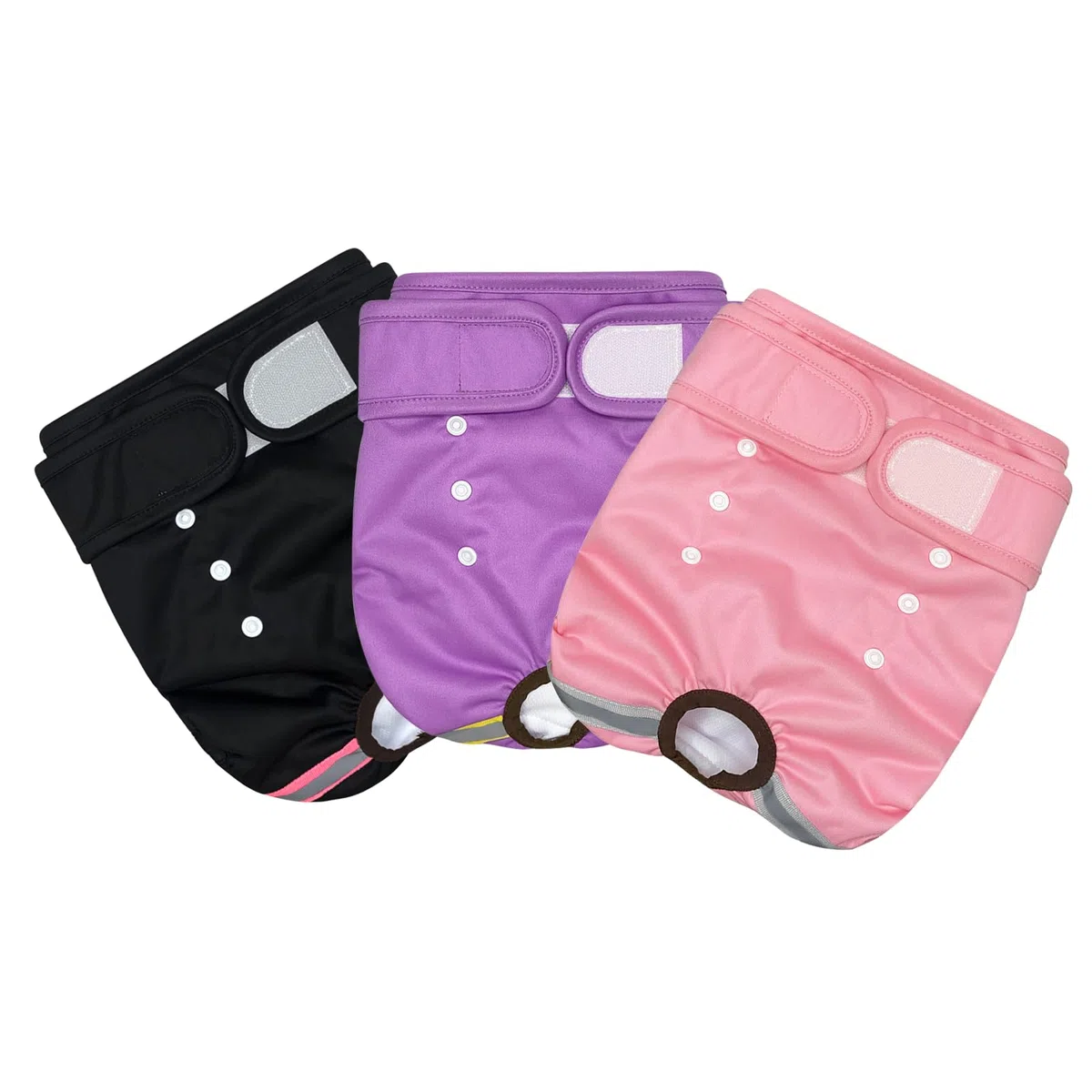Janety 3 Pezzi Pannolini per cani femminili lavabili, altamente assorbenti per cani, riutilizzabili, incontinenza, mutandine igieniche, femmine cane mestruale panties, nero rosa purple(M)