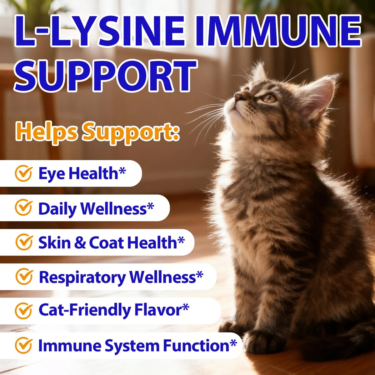 Gocce di L-Lisina per Gatti e Gattini | Rafforza il sistema immunitario & supporta la funzione respiratoria | Allevia Allergie, Coryza e Starnuti | 60ml - Gusto Pollo