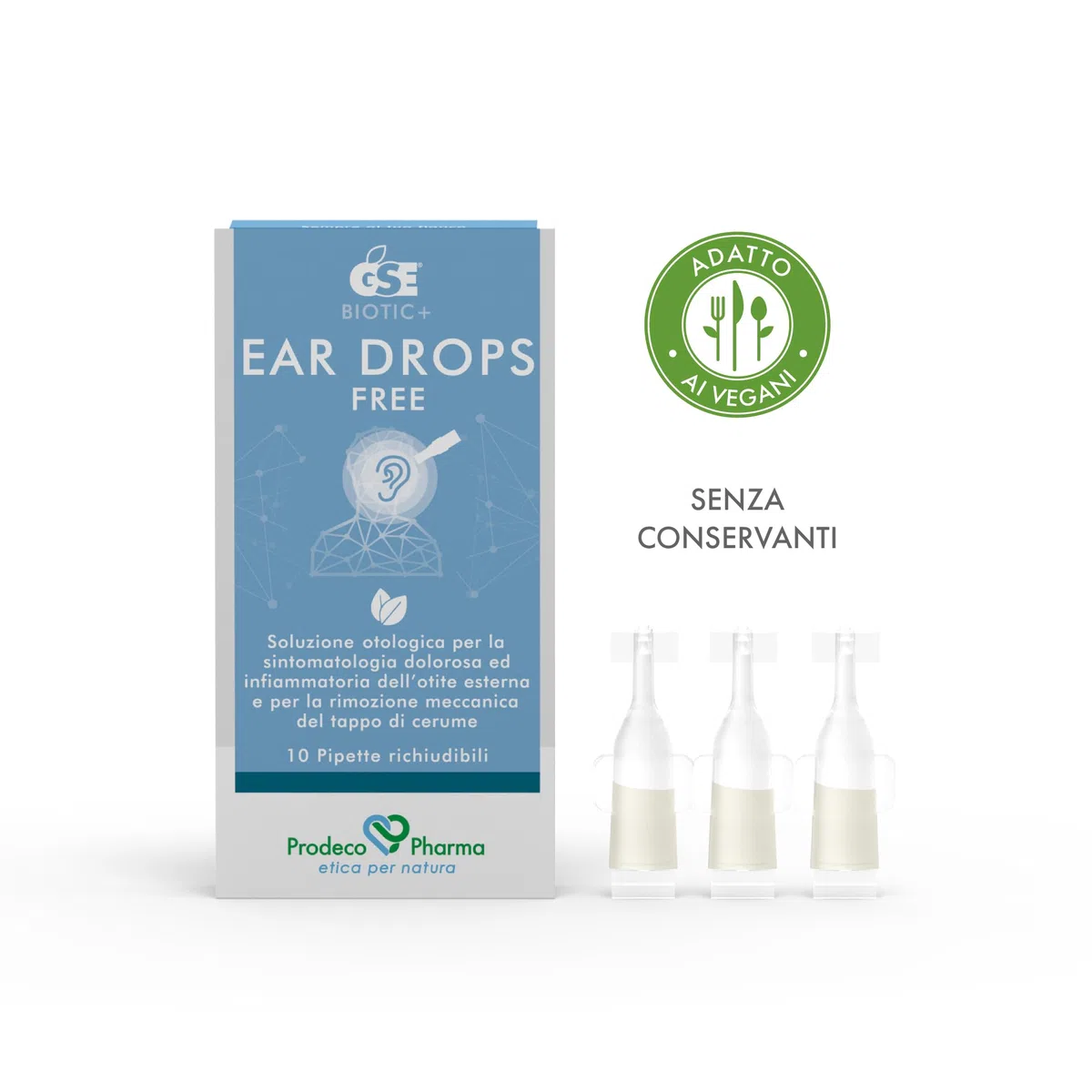 Prodeco Pharma GSE EAR DROPS FREE 10 Pipette Richiudibili per Uso Otologico