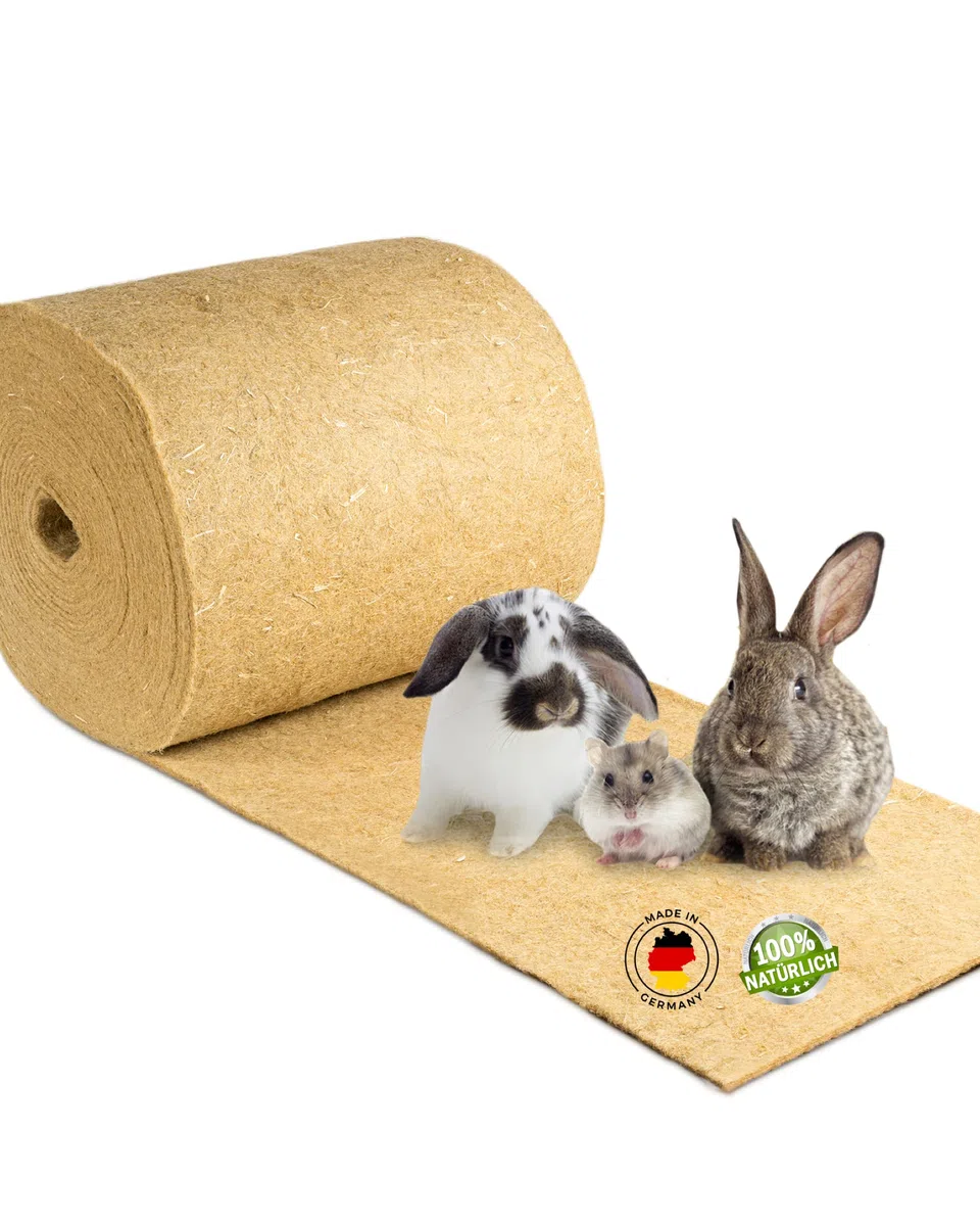N Nagerteppich.de Tappeto per roditori in 100% Canapa su Rotolo di 25 m di Lunghezza, 40 cm di Larghezza, 5 mm di Spessore Tappeto di Canapa per Tutti i Tipi di Piccoli Animali,