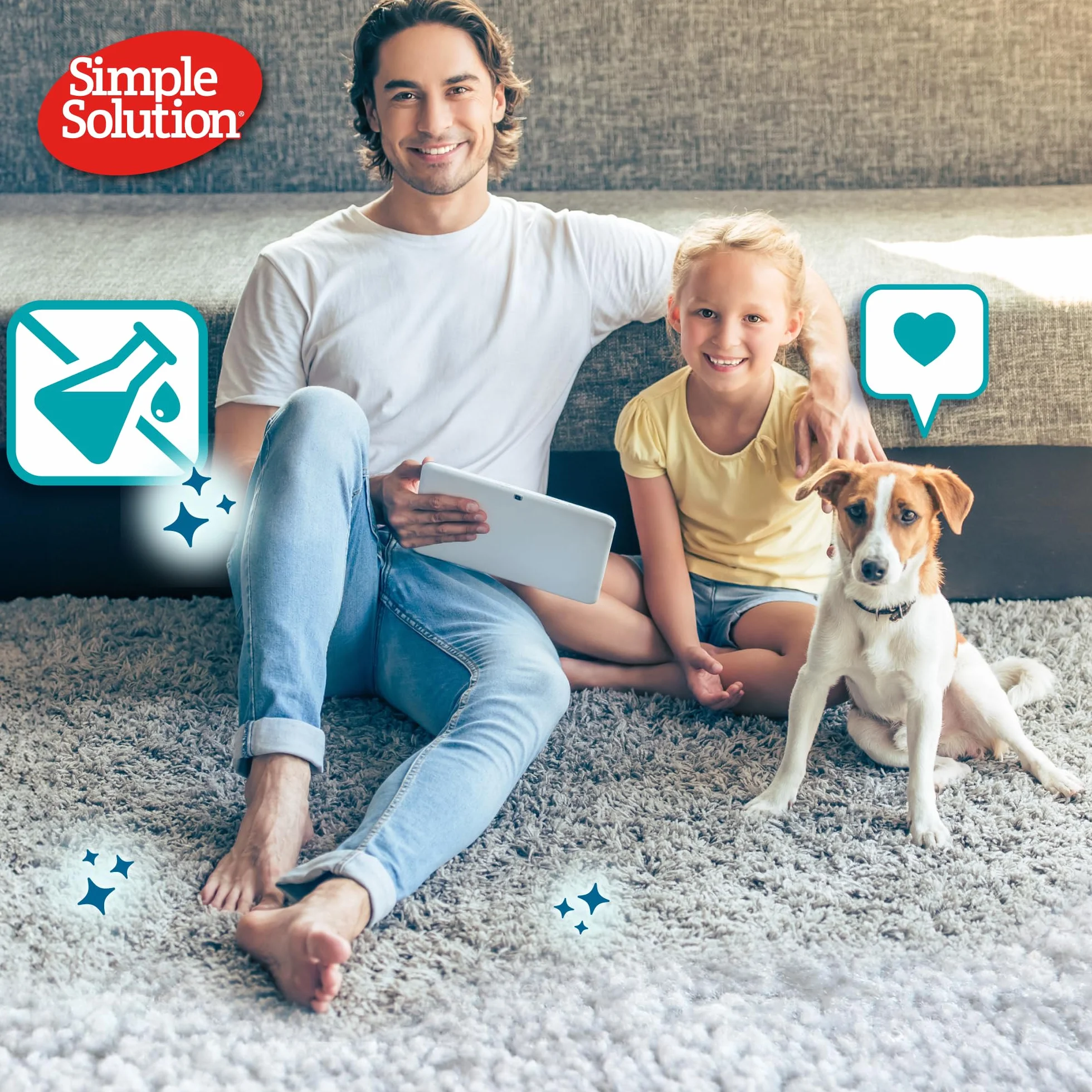 Simple Solution Smacchiatore per cani e odori - Detergente enzimatico con potere pulente dei pro-batteri - 750ml