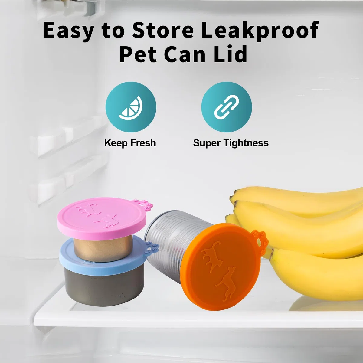 SLSON Coperchi Universali per Lattine di Cibo per Animali, Set di 6, con Cucchiaio in Acciaio Inox, Coperchi in Silicone per Animali Domestici
