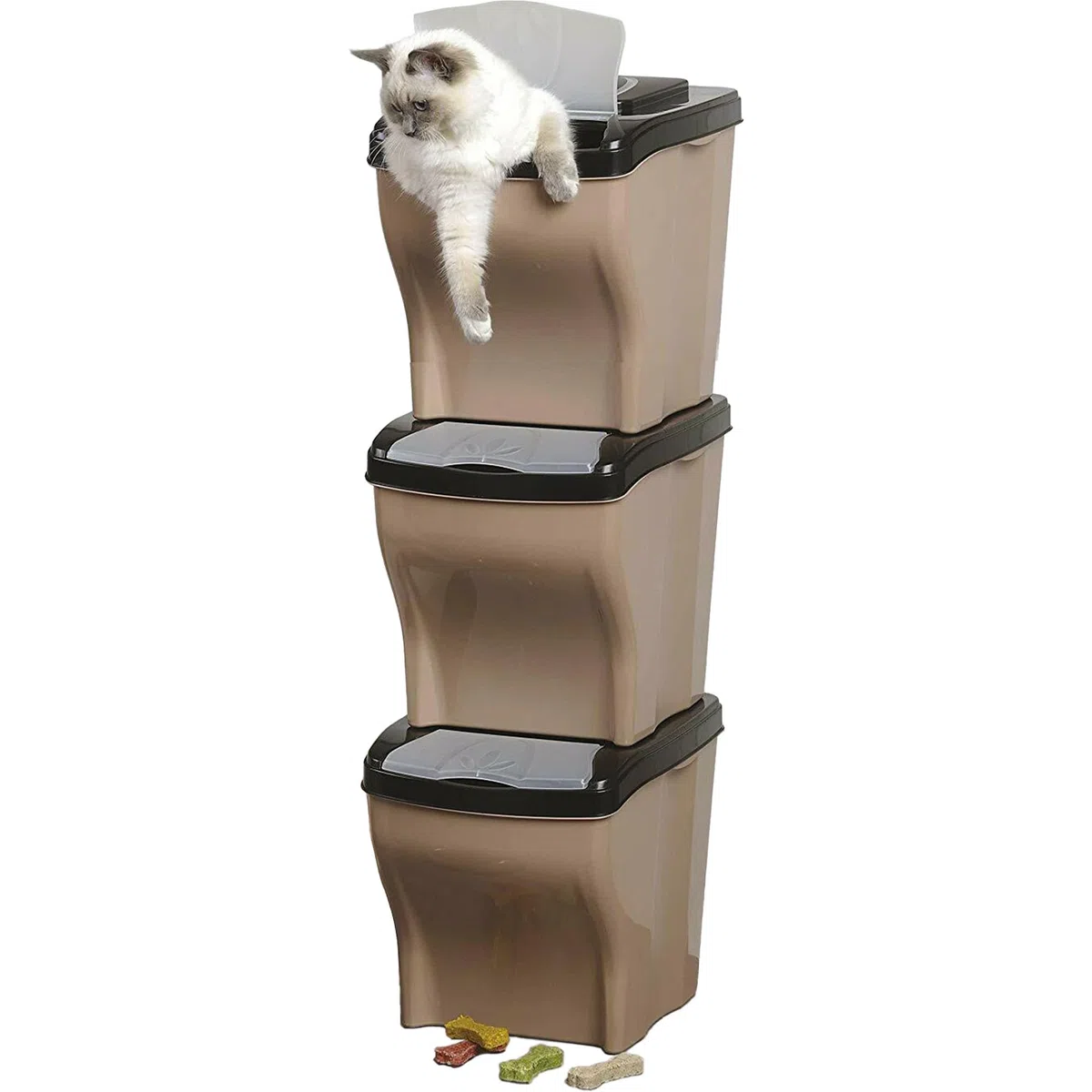 Sicignano | Contenitore Porta Crocchette per Cani Gatti 20 lt, Portata 10 kg, con Coperchio - Igienico, Occupa Poco Spazio - Componibile, Sovrapponibile, Impilabile