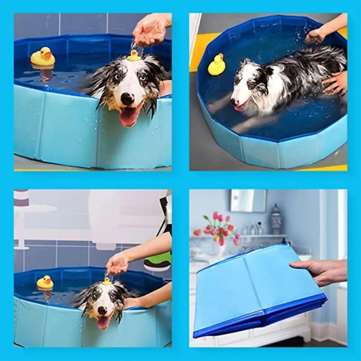 Piscina Pieghevole per Cani e Gatti, Vasca da Bagno in PVC Antiscivolo, 60 x 20CM (L)