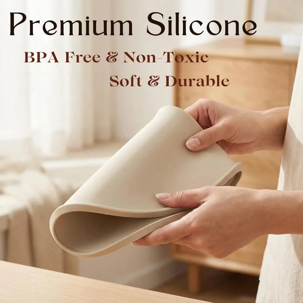Tappetino per Cibo e Acqua in Silicone per Animali Domestici,Tappetino Ciotola Cane,Tappetino Silicone per Animali Senza BPA,Evitare Fuoriuscite di Acqua o Cibo,Facile da Pulire,48.5x28 cm