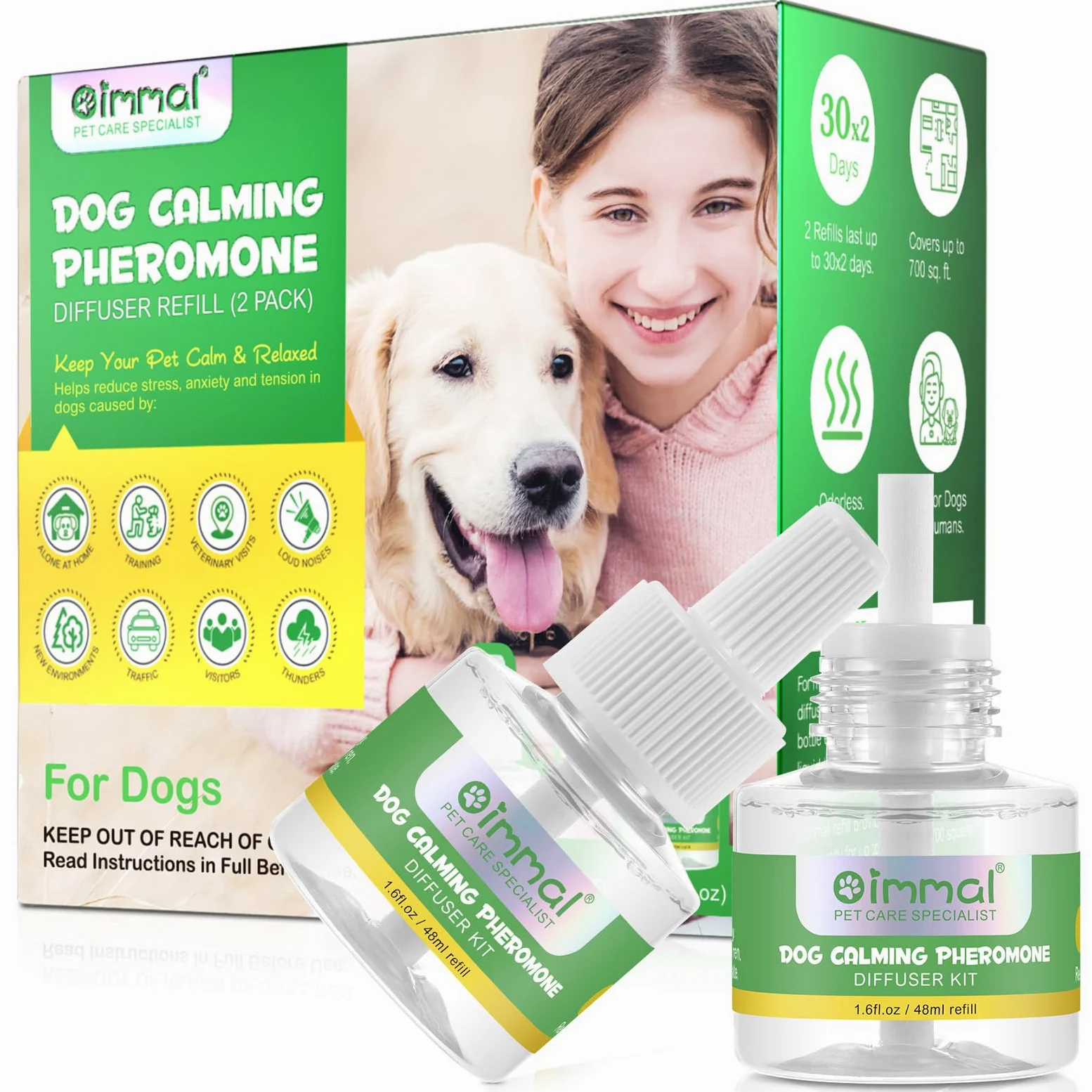 Ricarica Del Diffusore Del Feromone Calmante | Ricariche Di Rimedio Per Animali Domestici 60Giorni,Aiutare A Ridurre L'Ansia Lo Stress Nei gatto Domestici,Sollievo All'Ansia Rimani Più Calmo (Cani)