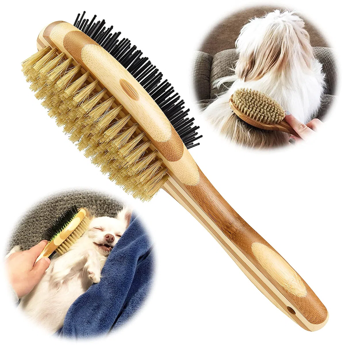 Spazzole per cani,Spazzole per gatti,Doppia Spazzola per Cani 2 in 1 con Punte Arrotondate per Pelo Corto o Lungo, Rimuove Peli Superflui e Sbroglia Nodi, Peli Medi E Lunghi