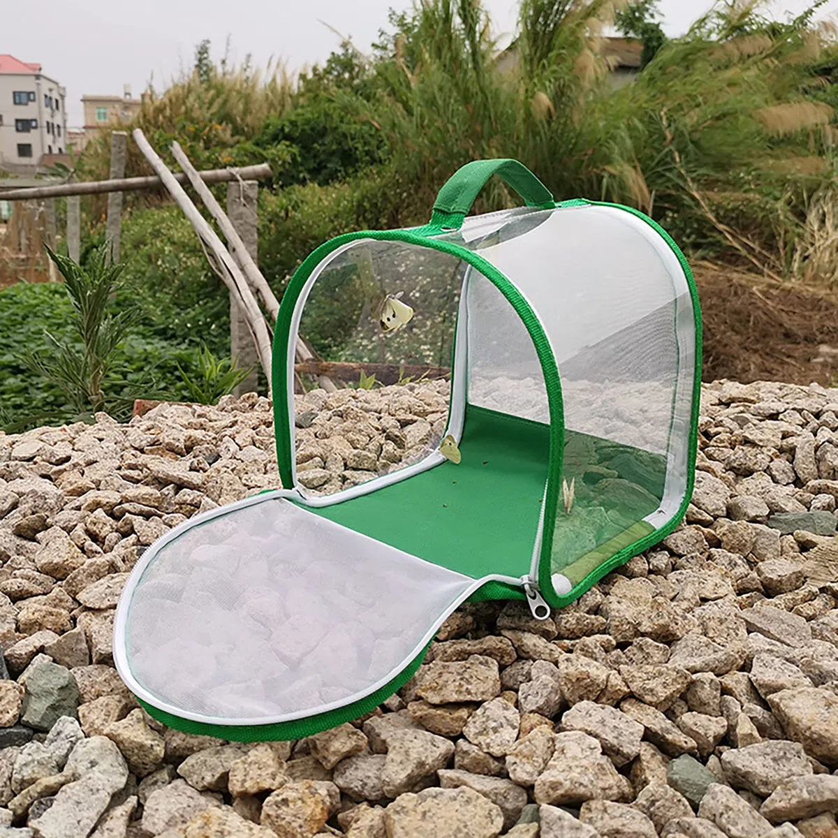 Gabbia di Osservazione Degli Insetti Trasparente a 360 Gradi - Pieghevole Portatile per Farfalle e Insetti - Con Manico e Cerniera per Osservazione Della Natura