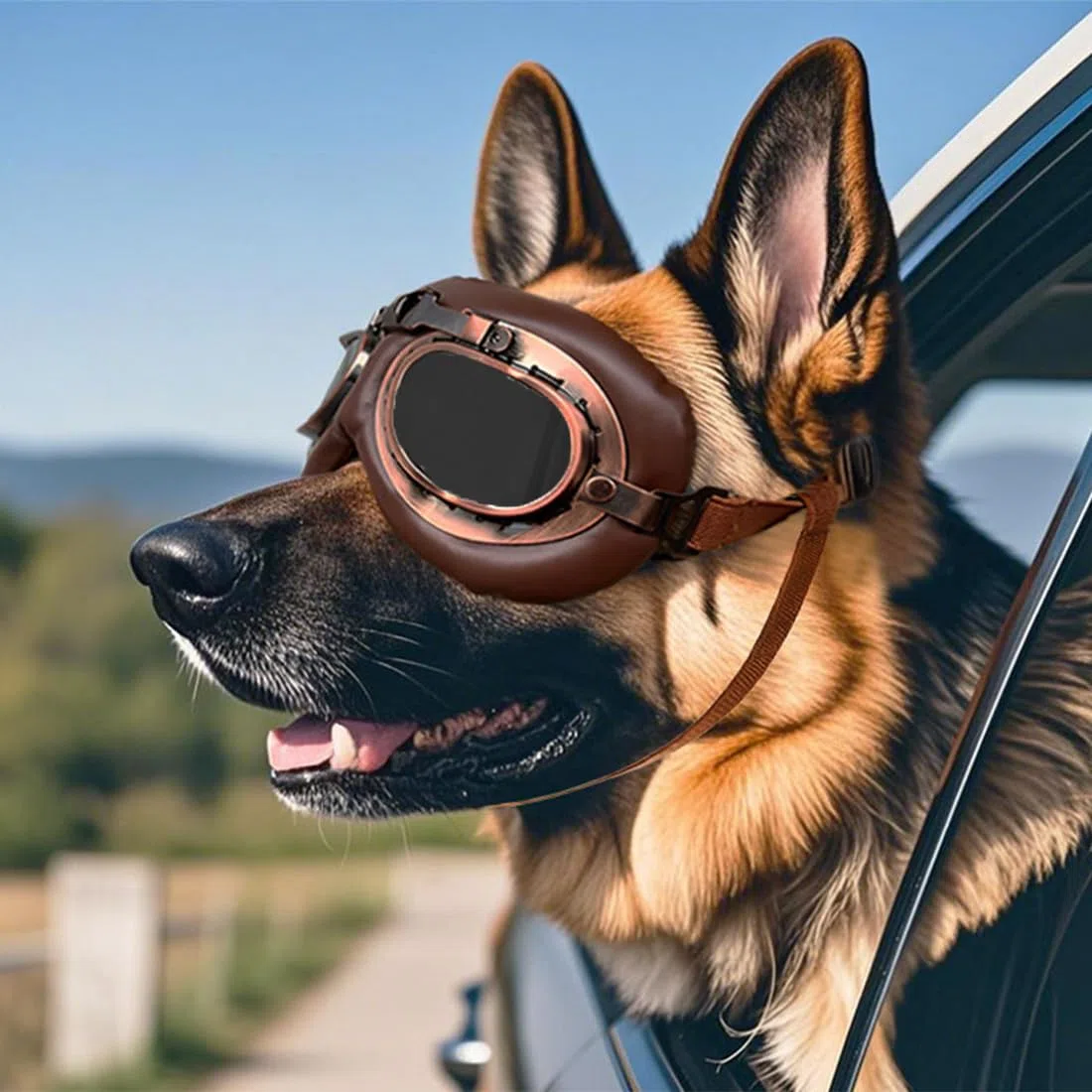 Occhiali da Sole Retrò per Cani, Protezione UV Antivento, Regolabili, Adatte a Cani di Taglia Media-Grande