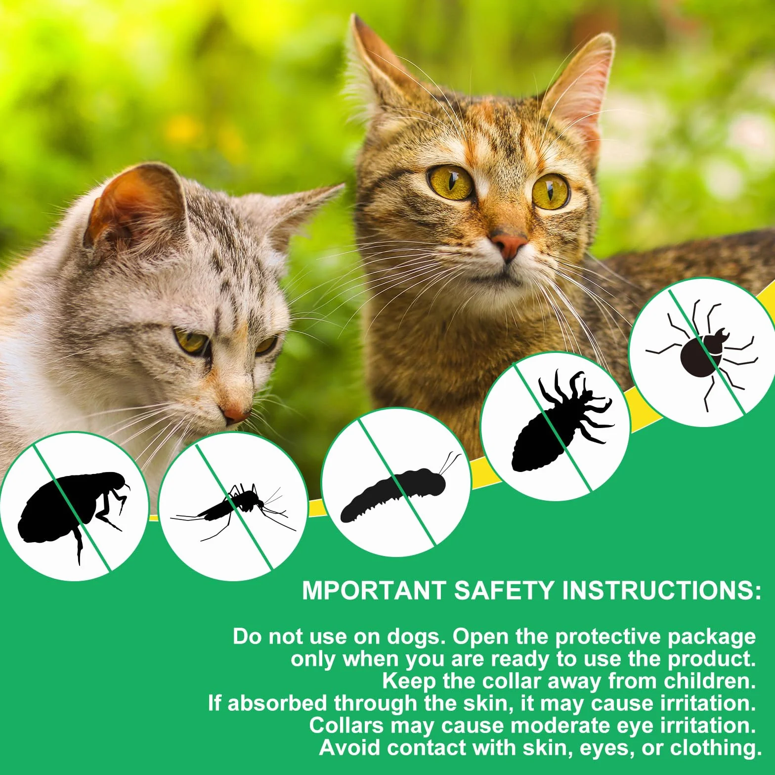 Collari Antiparassitari Per Gatti,Naturali Collare Antipulci e Zecche per Gatti,Collare Regolabile Impermeabile,Elimina pulci, zecche, pidocchi,4 * 6 Mesi di Efficacia Protezione