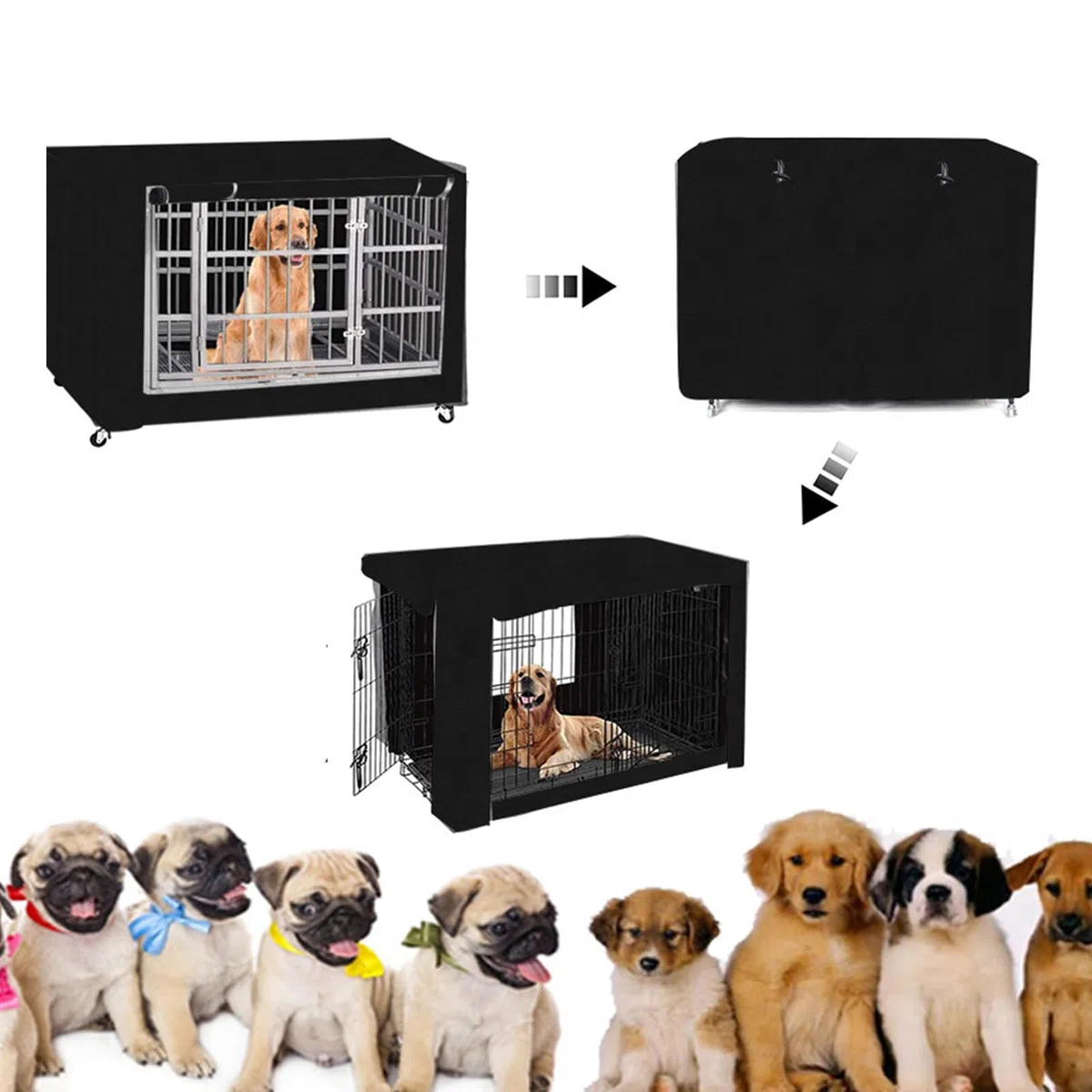 Copertura Per Gabbia Per Cani Taglia Media,Protezione Per Cuccia | Copertura Multifunzionale Traspirante con Blocco UV per Viaggi, Campeggio, Interno ed Esterno