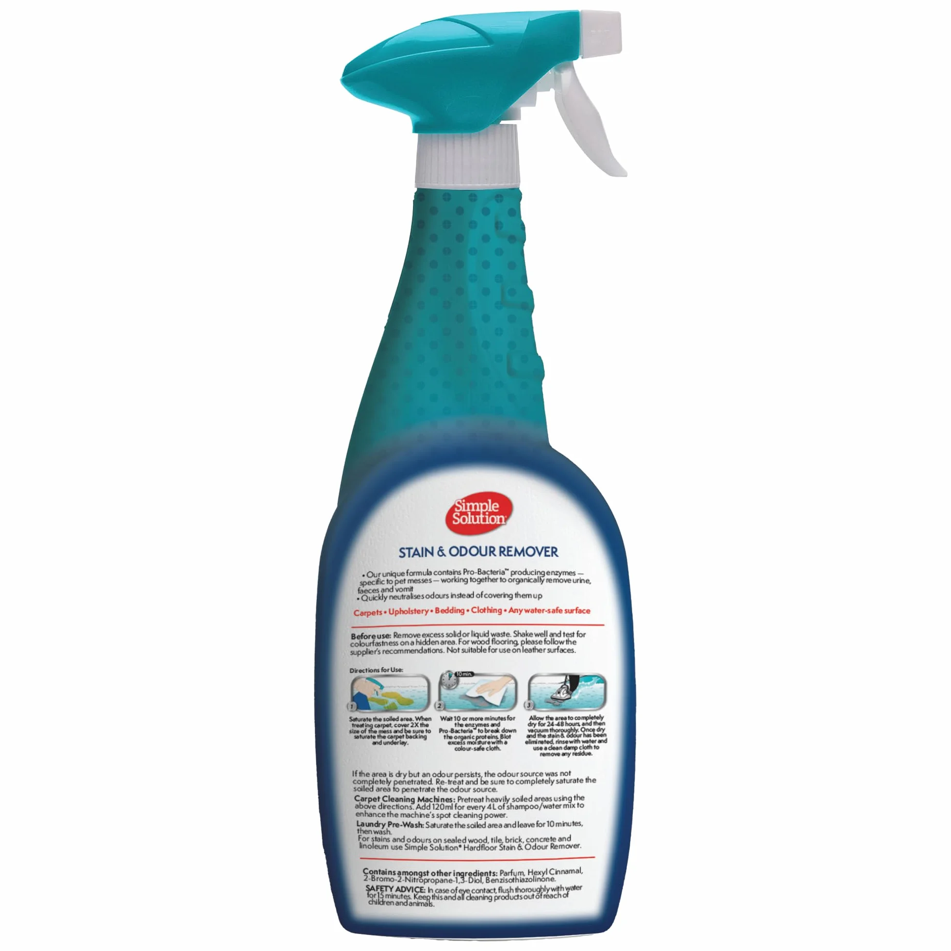 Simple Solution Smacchiatore per cani e odori - Detergente enzimatico con potere pulente dei pro-batteri - 750ml
