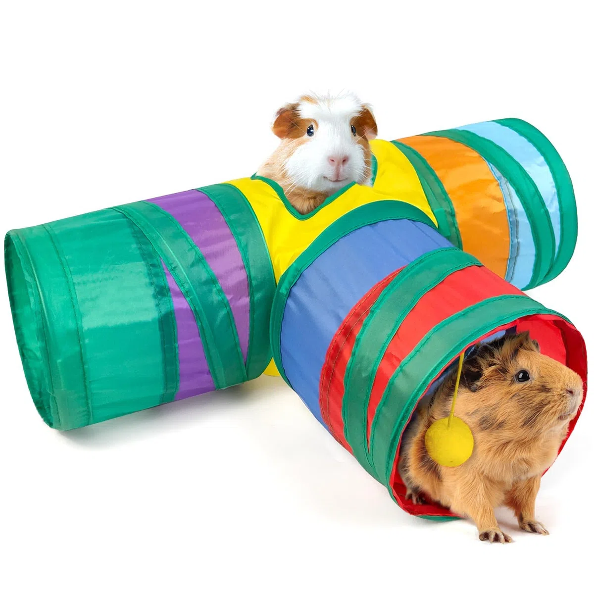 Tunnel per porcellini d'India, giocattoli per porcellini d'India, kit di tubi e tunnel per criceti, tunnel sospeso per piccoli animali, tubo giocattolo pieghevole a T (colorato)