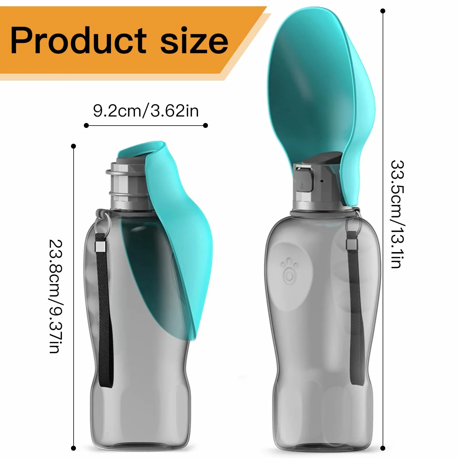 Borraccia Portatile per Cani da 800 ml - Senza BPA, con Ciotola Integrata, ideale per Passeggiate, Escursioni, Campeggio, Alpinismo e Viaggi (Blu)