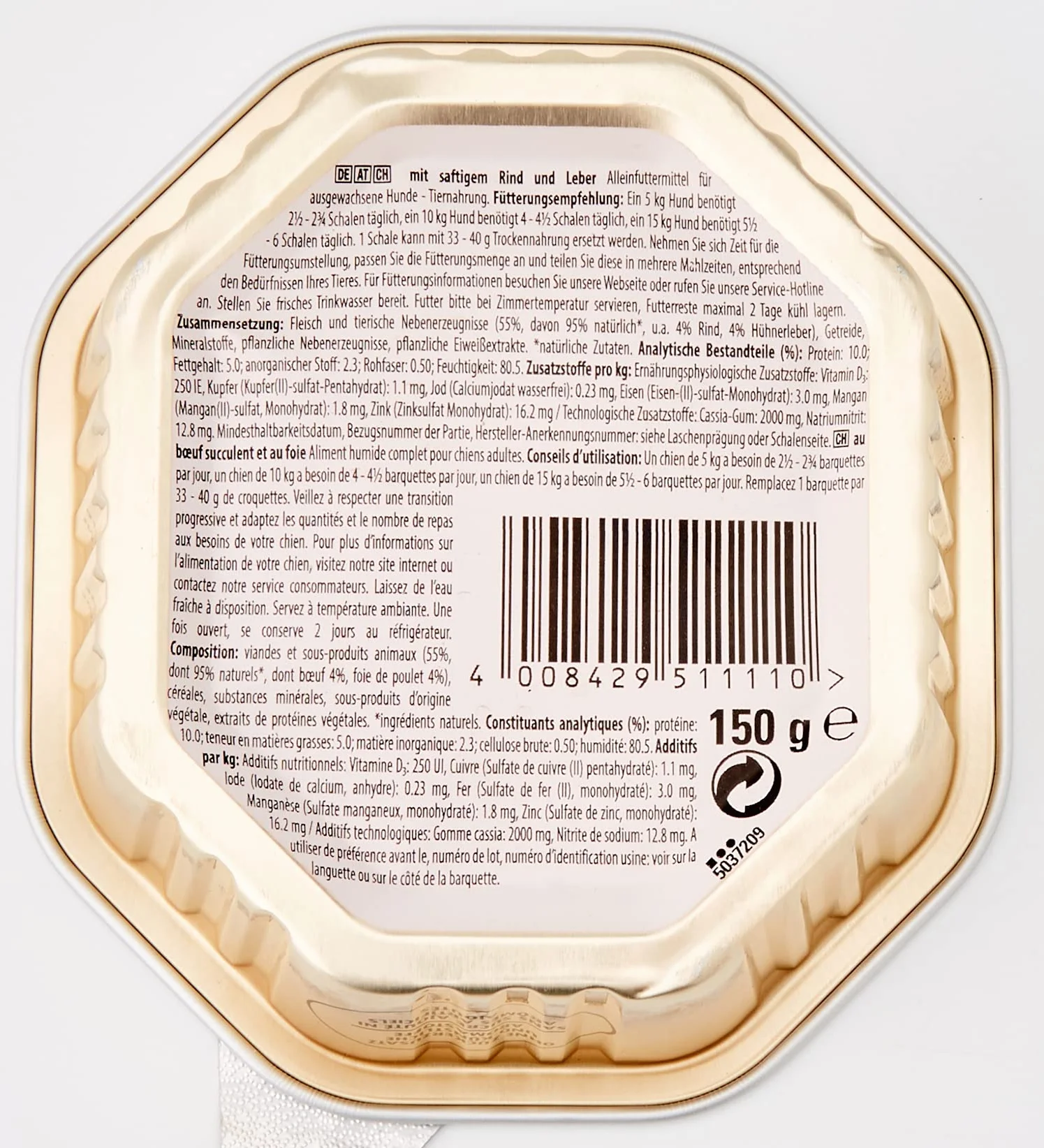 Cesar - Cibo Umido per Cani, Classico con Manzo e fegato, Pacco da 7 (7 x 2 Ciotole x 150 g)