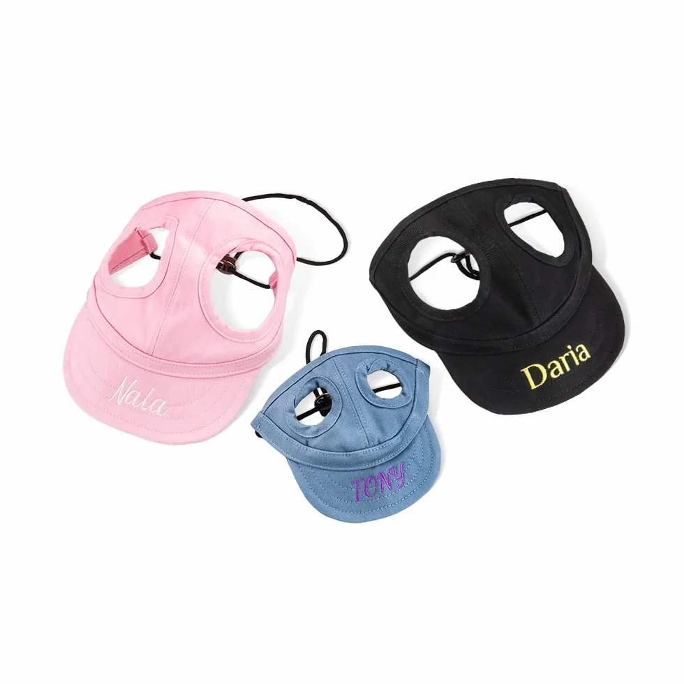 Cappello personalizzato con orecchie ricamate per cani – Solare UV, baseball multicolore traspirante, berretto piccolo e medio