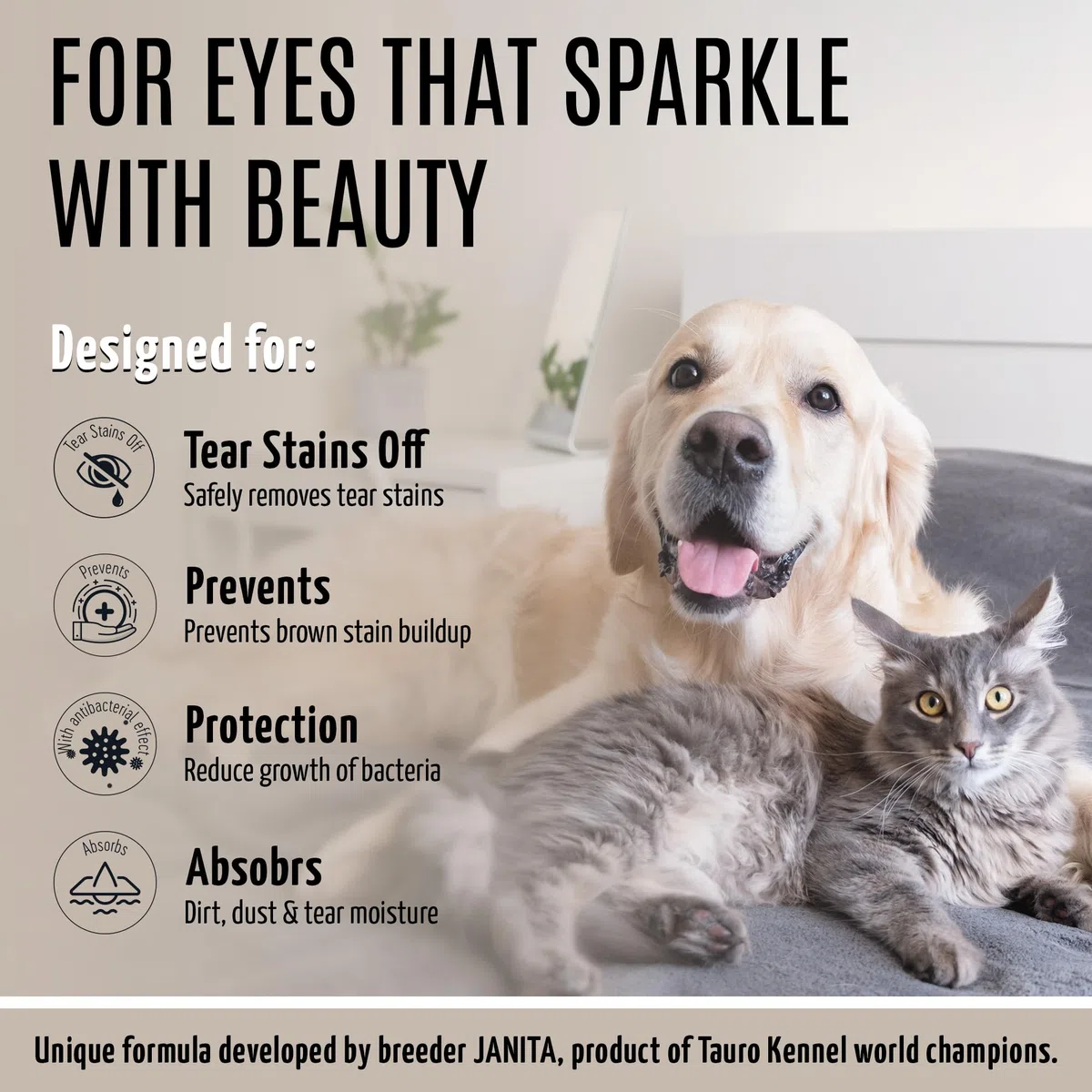 Maschera in argilla naturale per animali domestici I Pure Nature effetto acciaio 3in1, prodotto per prevenire le macchie di lacrime sul cappotto per cani, 50 ml