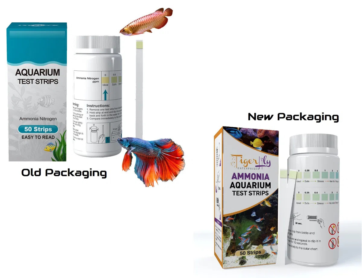 Tigerlily Enterprises Ammoniaca (NH3) - Strisce reattive per acquari d'acqua dolce e salata, facili da usare per risultati rapidi e precisi, confezione da 50 strisce
