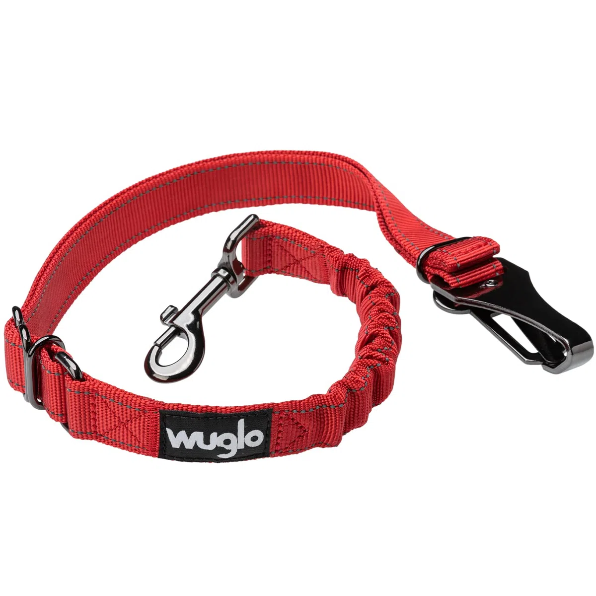 Wuglo Cintura per Cani Auto Regolabile 30-95 cm con Fibbia in Acciaio Inossidabile e Cintura Elastica (Rosso)
