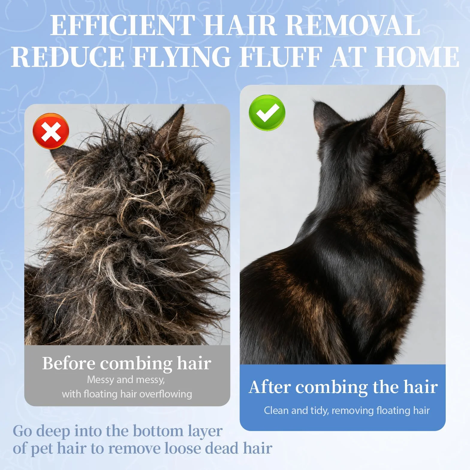 Spazzola per Gatti, Spazzola Gatti e Cani, per Capelli Fluttuanti, Pulizia con Un Clic, 1mm Denti Rondati in Acciaio Inossidabile, Spazzola Gatto Pelo Corto e Lungo, Delicato Sulla Pelle