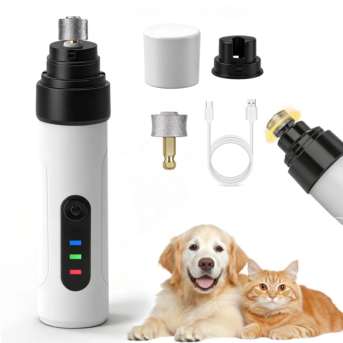 Ntrjtrss Lima Unghie Cani, Tagliaunghie Cani Elettrico Silenziose Lima Unghie Cane Ricaricabile Lima Elettrica per Unghie per Cani e Gatti Taglia Piccola Media e Grande