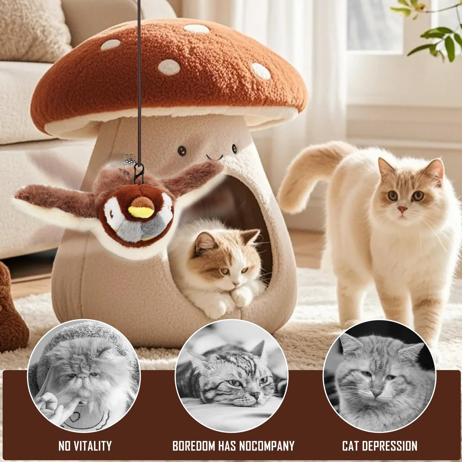 MplehDa Giocattoli Interattivi per Gatti, Uccellino per Gatti Che Vola, Flapping Bird Toy Cat, Gatto Uccellino Che Vola Giocattolo Volante Giochi Interattivi
