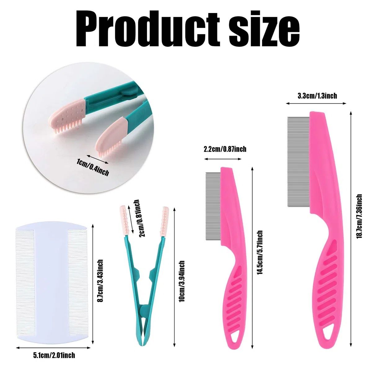 NQEUEPN 4pz Pettine Antipulci Cani Gatti, Denti Fini Pettine per Pidocchi Rimozione Macchie Lacrime Plastica Acciaio Inossidabile Pulizia Magica Peli Domestici Strumenti Toelettatura Spazzola(Rosa)
