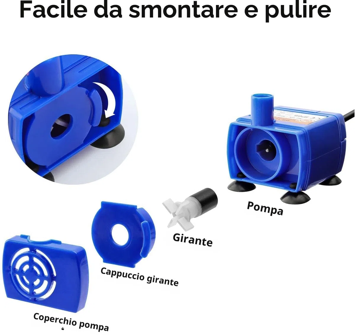 Pompa per fontana per gatti pompa di ricambio per gatti Acciai Inossidabili con luce a LED