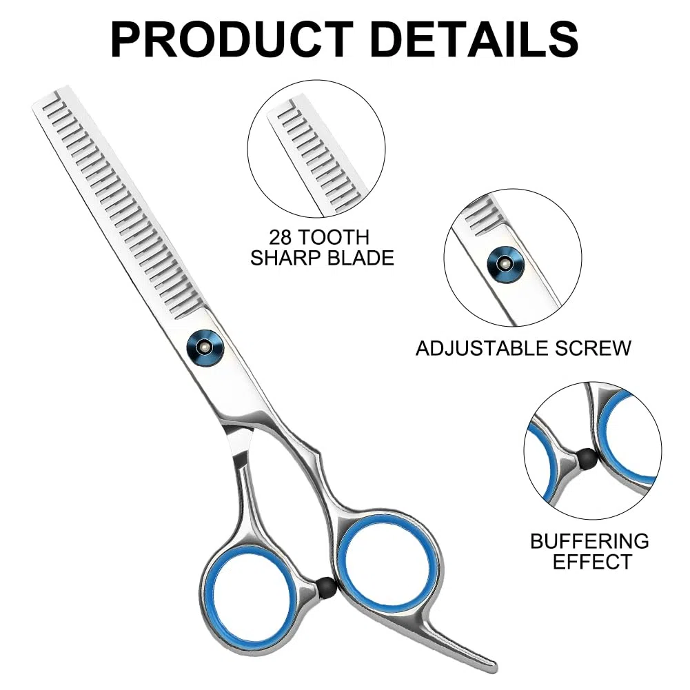 Kit Forbici Toelettatura Cani, 2 Pezzi Toelettatura Cani Forbici Inox Inossidabile, con punta rotonda sicurezza, per la toelettatura di cani e gatti