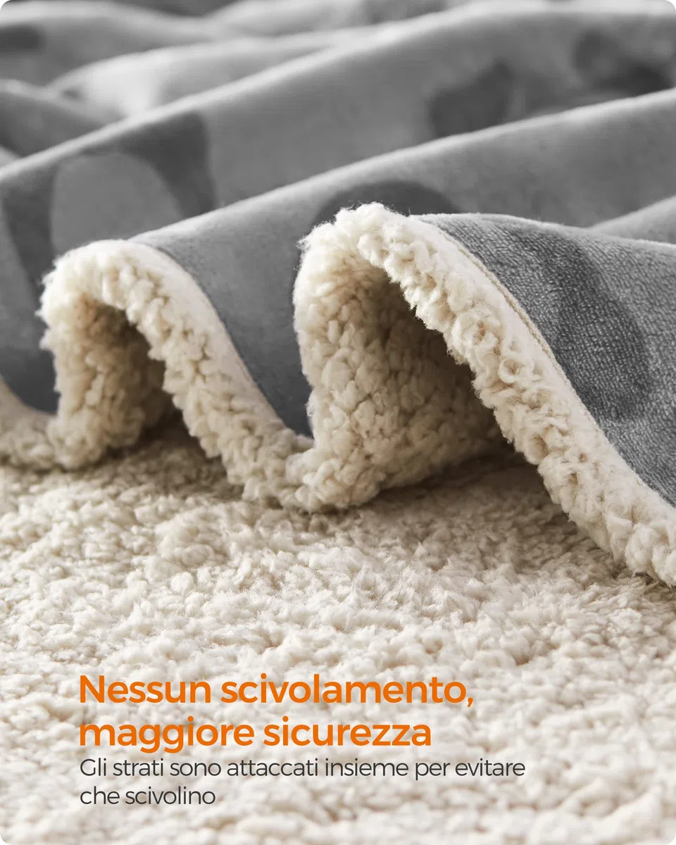 Feandrea Coperta Impermeabile per Cani, Coperta Animali Domestici in Sherpa per Cani Nani e di Piccola Taglia, Gatti, 101 x 73 cm, M, Coprisedile Reversibile Lavabile in Lavatrice, Grigio PPB040G01