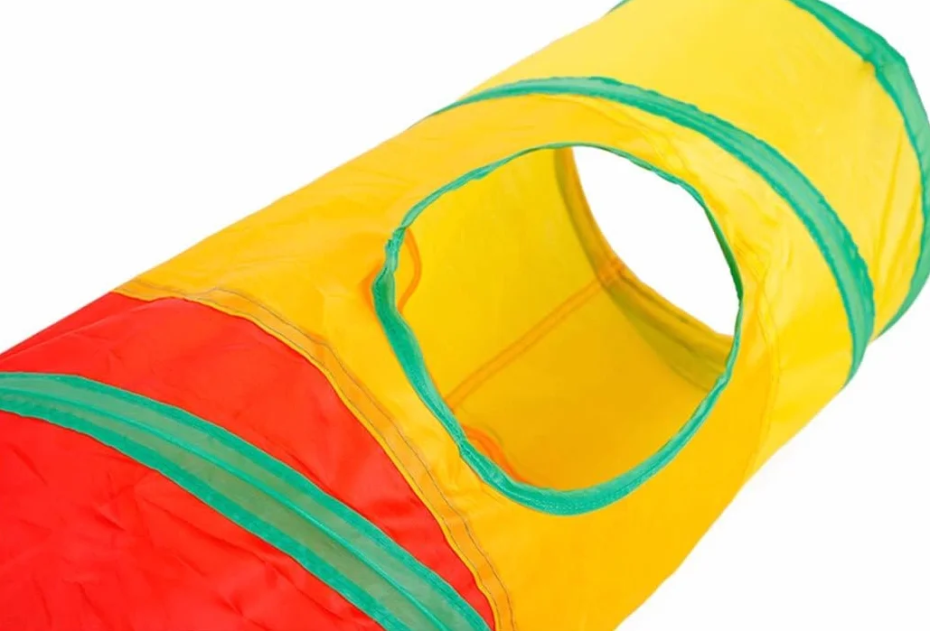 Tunnel da gioco per gatti e conigli, pieghevole, 115 cm, con palla sospesa, robusto e salvaspazio