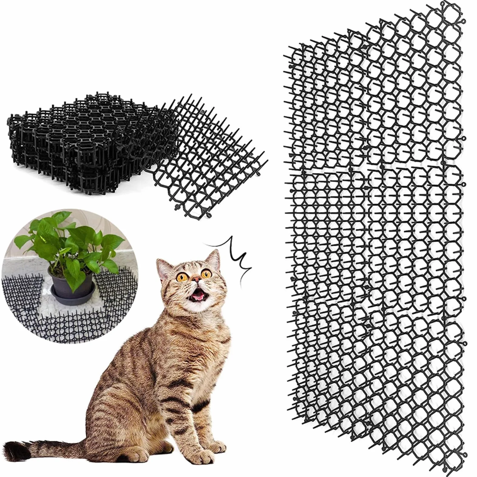 Tonysa Tappetino Deterrente per Gatti, Tappetino con Punte per Tenere Lontani Cani e Gatti, per Interni Ed Esterni, Protegge Le Piante, Respinge Gli Animali Domestici