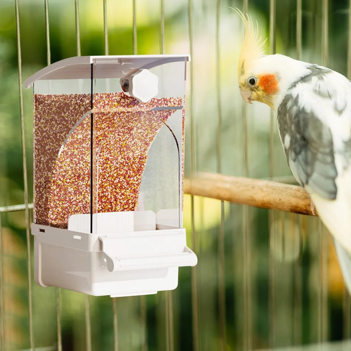 Multa per uccelli automatici per gabbia, alimentatore di pappagalli | Ciotola di cibo per uccelli auto,Accessori in gabbia, forniture per animali domestici per Cockatiel Parrot Cockatoo Canary Parakee