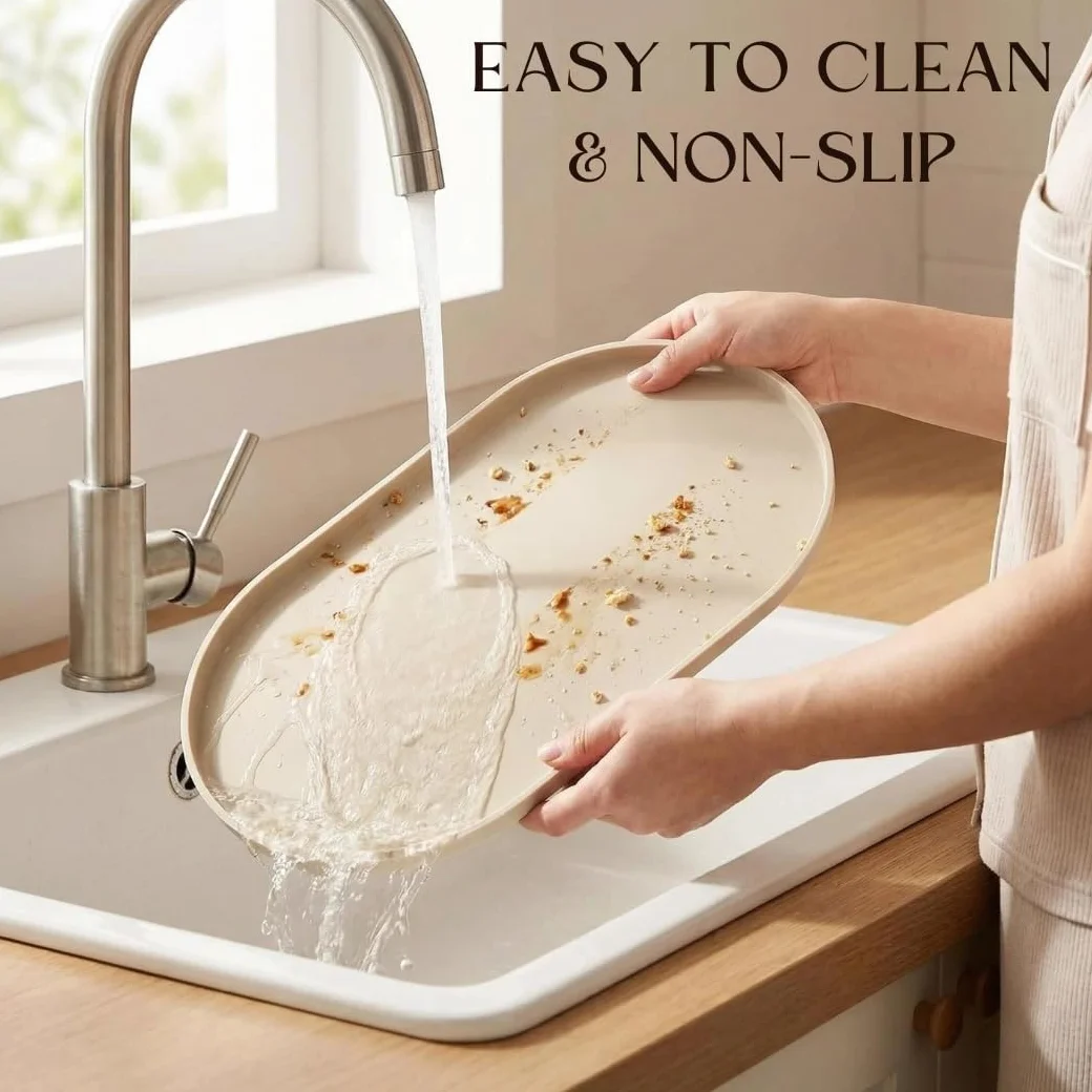 Tappetino per Cibo e Acqua in Silicone per Animali Domestici,Tappetino Ciotola Cane,Tappetino Silicone per Animali Senza BPA,Evitare Fuoriuscite di Acqua o Cibo,Facile da Pulire,48.5x28 cm