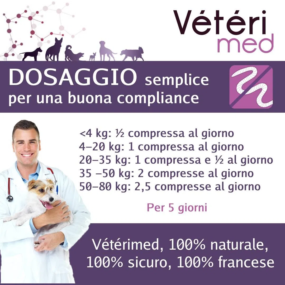 Compresse vermifughe naturali e gustose per la salute intestinale dei cani – Produttore autorizzato dall'Ufficio veterinario francese – Prodotto in Francia – 15 compresse