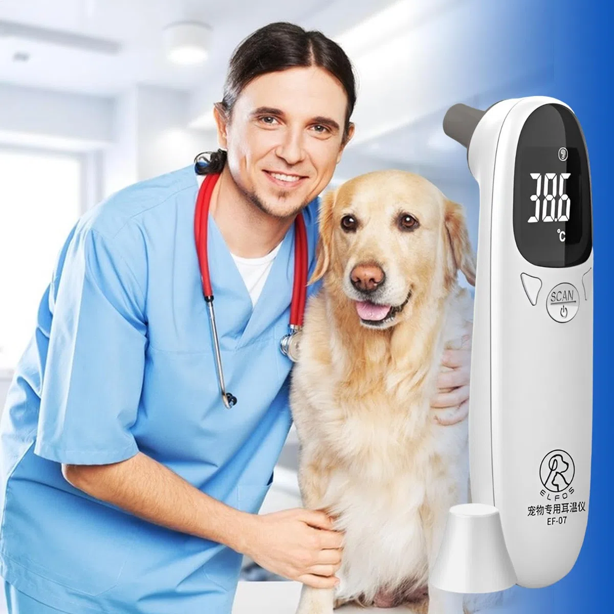 Monitor della temperatura 'orecchio del cane, termometro senza contatto, termometro auricolare per cani o altri animali, comodo e veloce per misurare la temperatura del vostro animale domestico