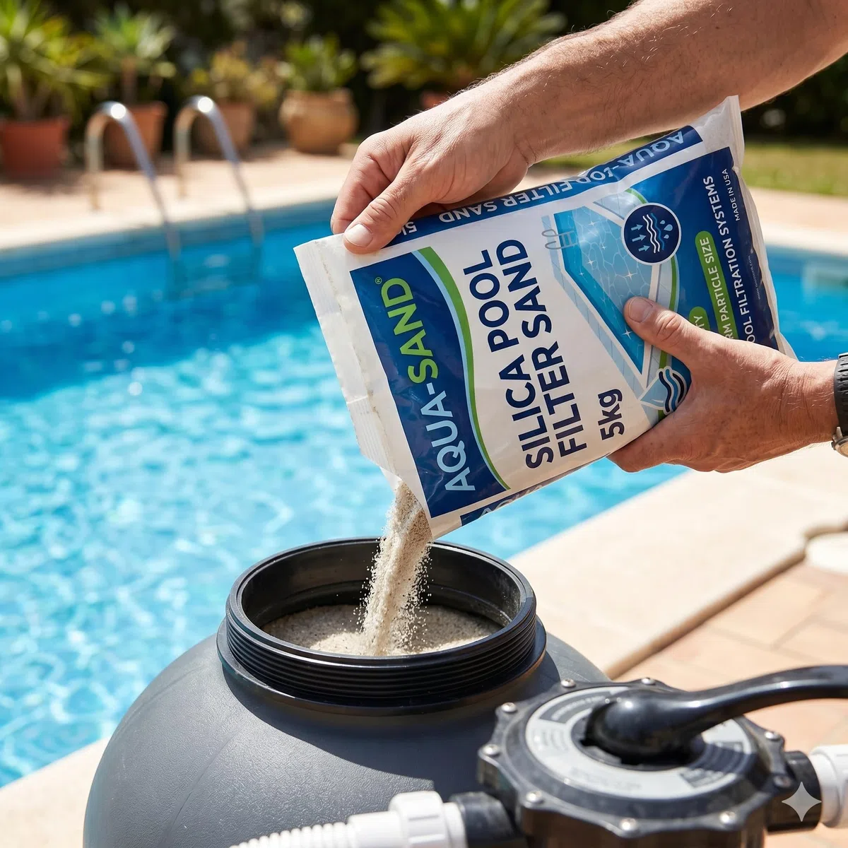 LEMAG Sabbia Silicea per Filtro Piscina 5 kg — Sabbia Filtrante Alta Purezza per Pompe a Sabbia | Granulometria 0,3-1,3 mm | Acqua Cristallina