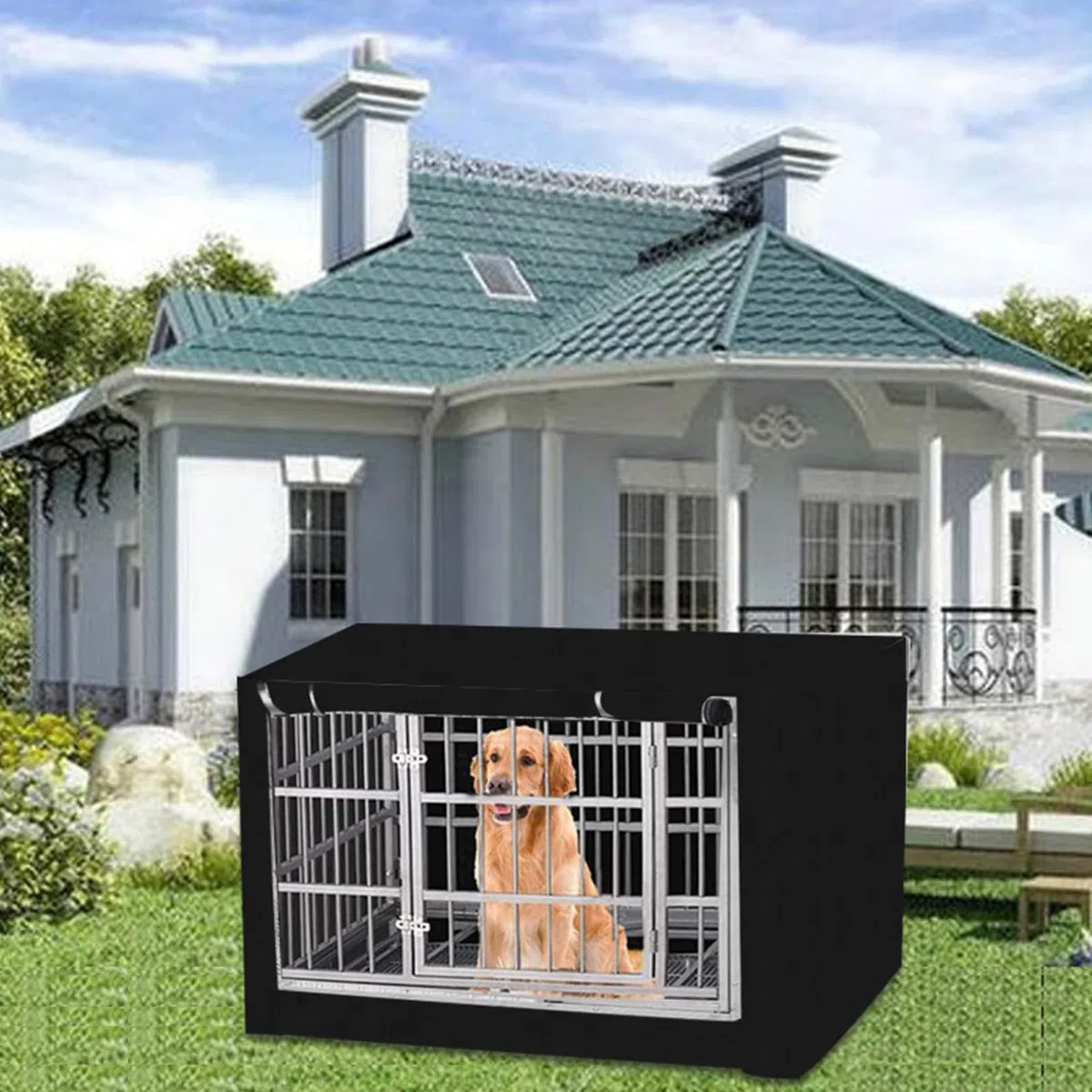 Copertura Per Gabbia Per Cani Taglia Media,Protezione Per Cuccia | Copertura Multifunzionale Traspirante con Blocco UV per Viaggi, Campeggio, Interno ed Esterno
