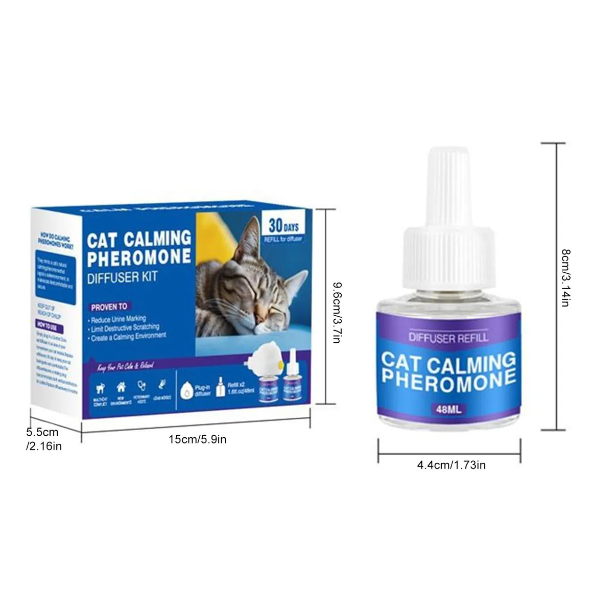 Generico Feromoni Gatto Calmante, Diffusore di rilassamento, La Plug di 60 Giorni in Calmante Alleviare Lo Stress Riempimento per Ridurre i di Combattimento Si, per Adattarsi a Tutti i Gatti