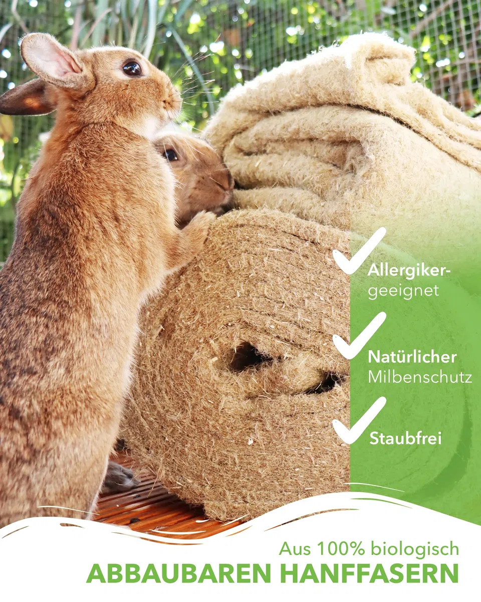 N Nagerteppich.de Tappeto per roditori in 100% Canapa su Rotolo di 25 m di Lunghezza, 40 cm di Larghezza, 5 mm di Spessore Tappeto di Canapa per Tutti i Tipi di Piccoli Animali,