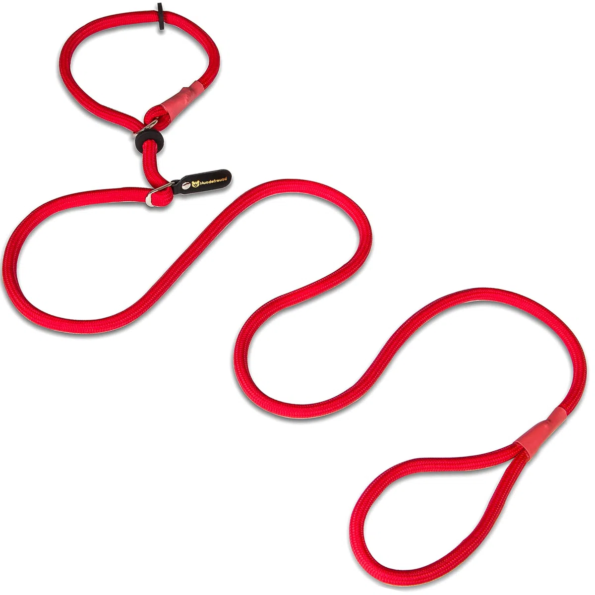 Guinzaglio Retriever | Guinzaglio e collare in un unico prodotto | 200 cm di guinzaglio e collare due in uno | Guinzaglio-collare rosso con anello per evitare costrizioni al collo di Hundefreund