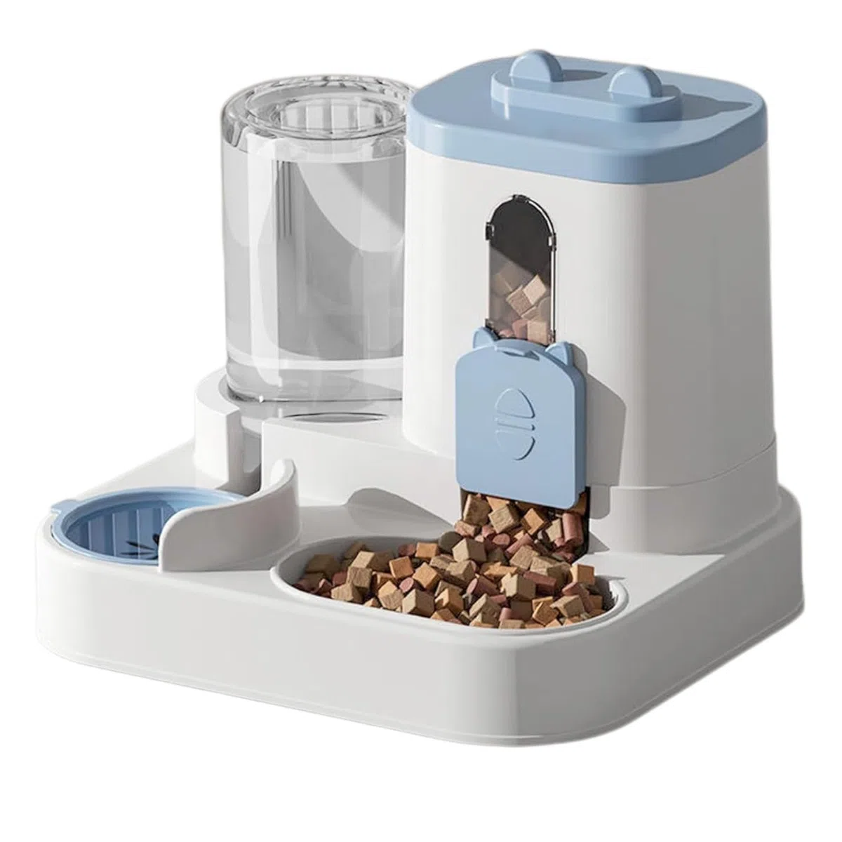 Distributore Automatico Cibo e Acqua 2 in 1 per Gatti e Cani, Mangiatoia con Serbatoio, Ciotole Igieniche con Separatore Asciutto/Umido